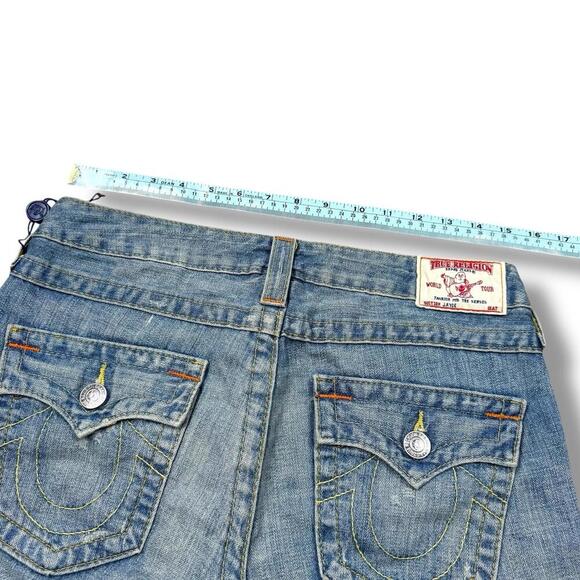 New True Religion Women’s Cutoff Denim Shorts Distressed Y2K Made In USA Size 27 - Picture 7 of 8